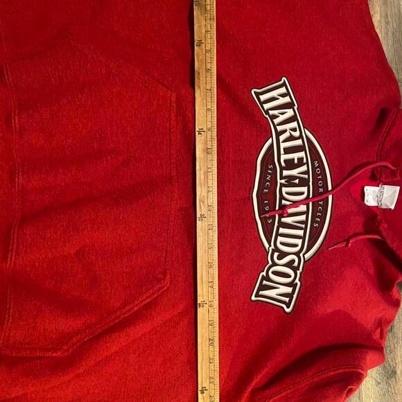 Red harley davidson biker hoodie - Picture 6 of 8